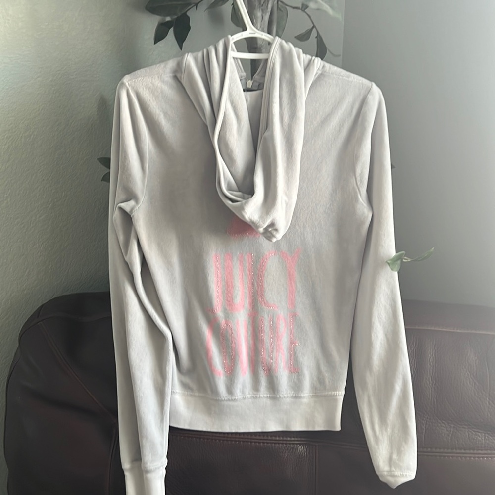 Juicy Couture zip up hoodie light gray and pink size  XL (fits like m/l)